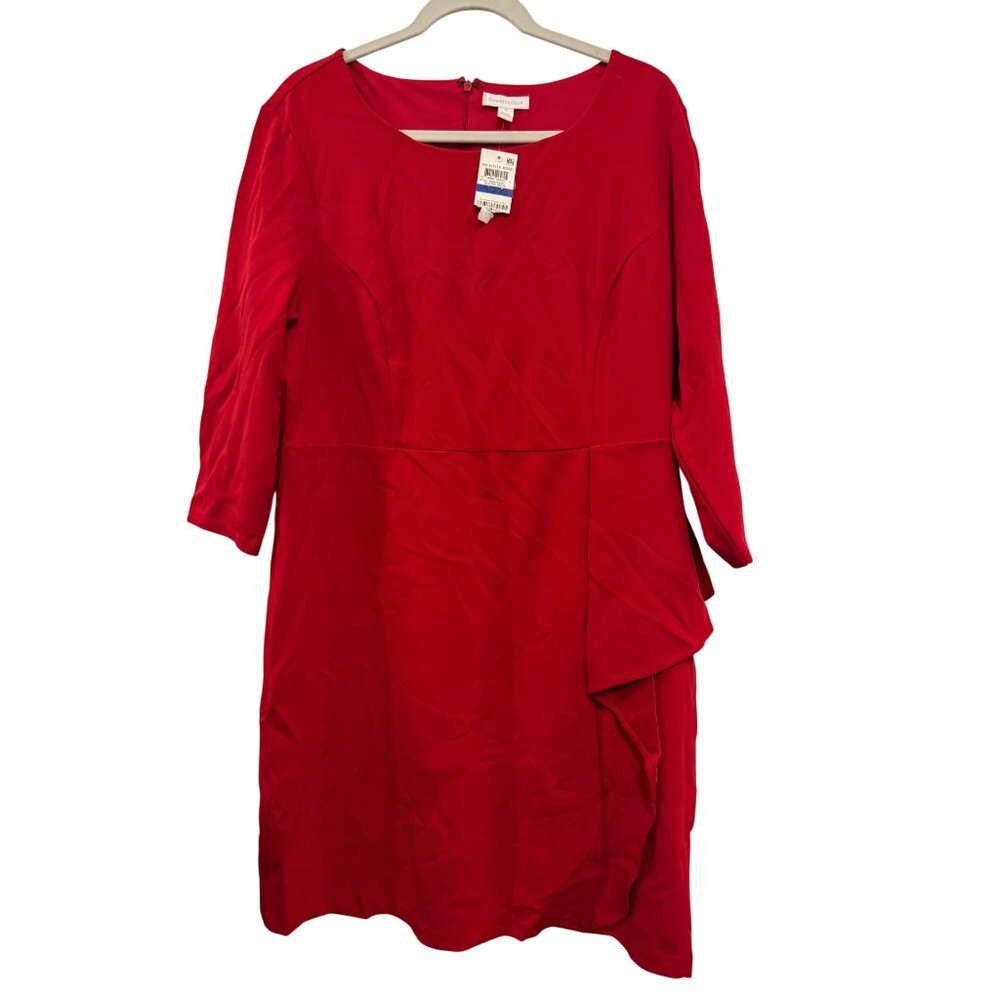 Charter Club Red Ruffle Sheath Dress Womens XL Polyester Blend